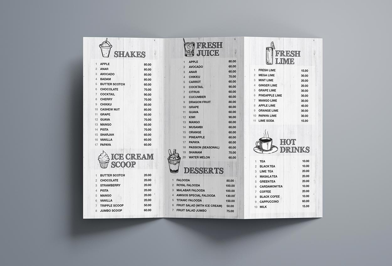 Menu Design for restaurant in Dubai 