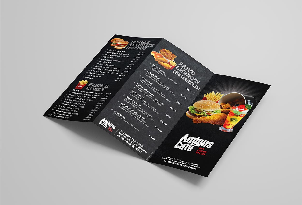 takeaway menu design in Dubai for Amigos