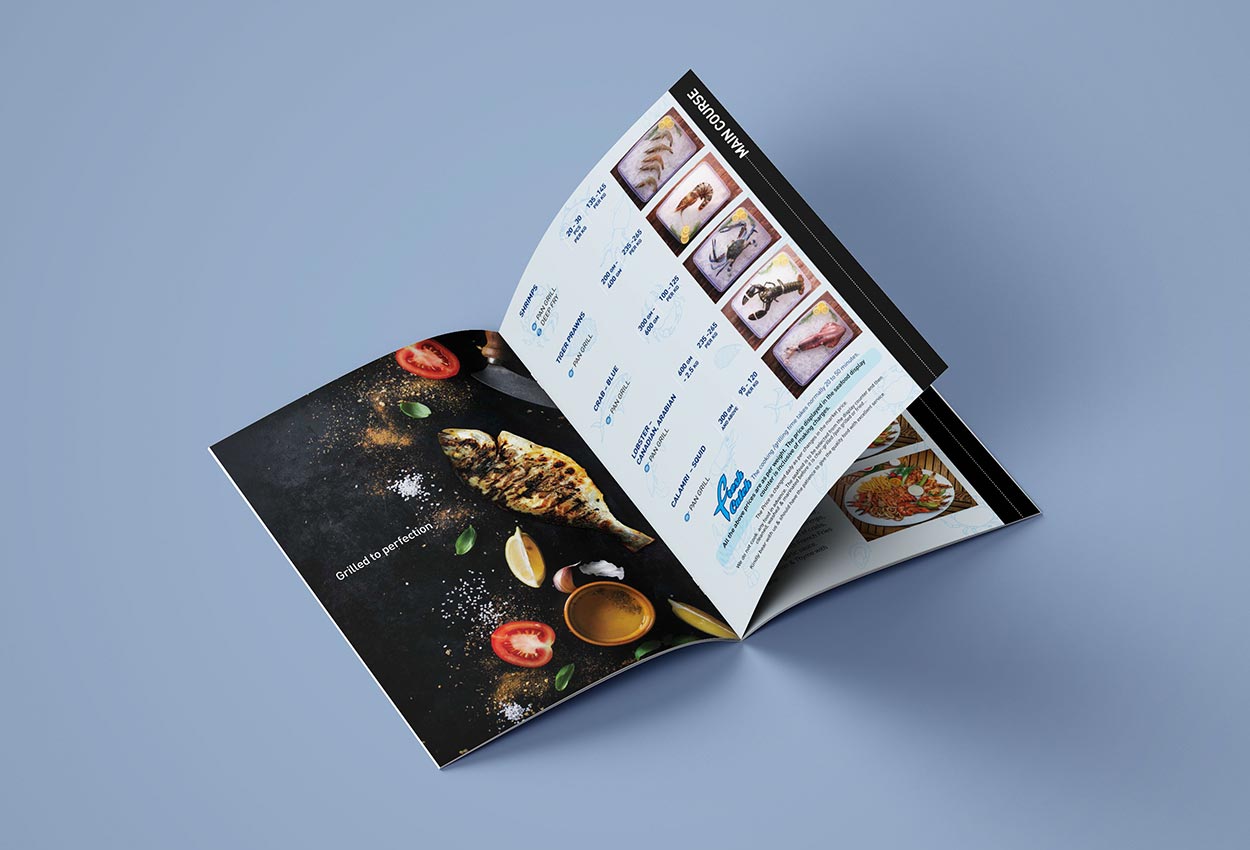 restaurant menu design in Dubai
