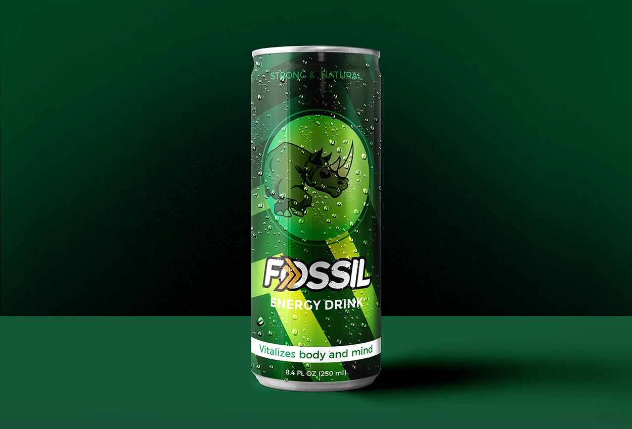 can Design of Energy drink for Fossil in Dubai