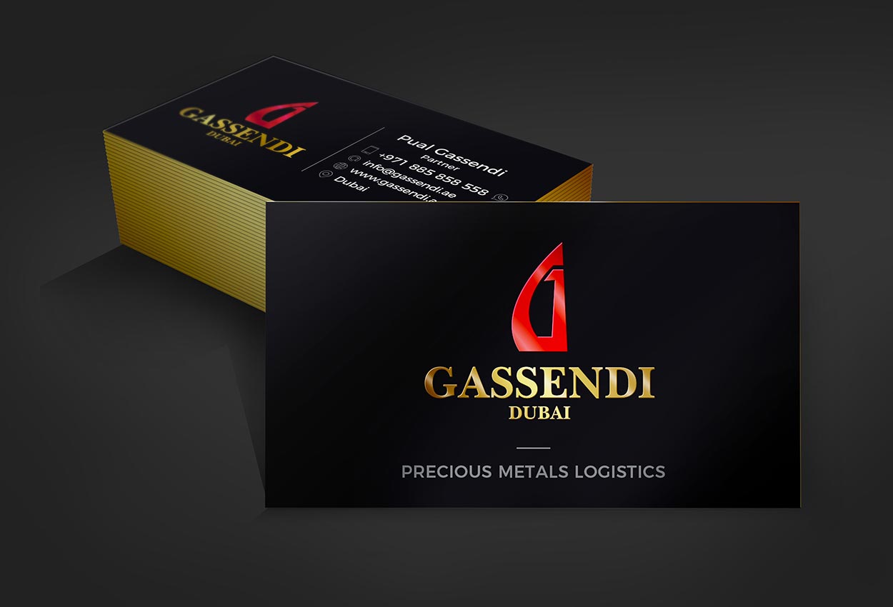 Business card design of Gassendi gold logistics