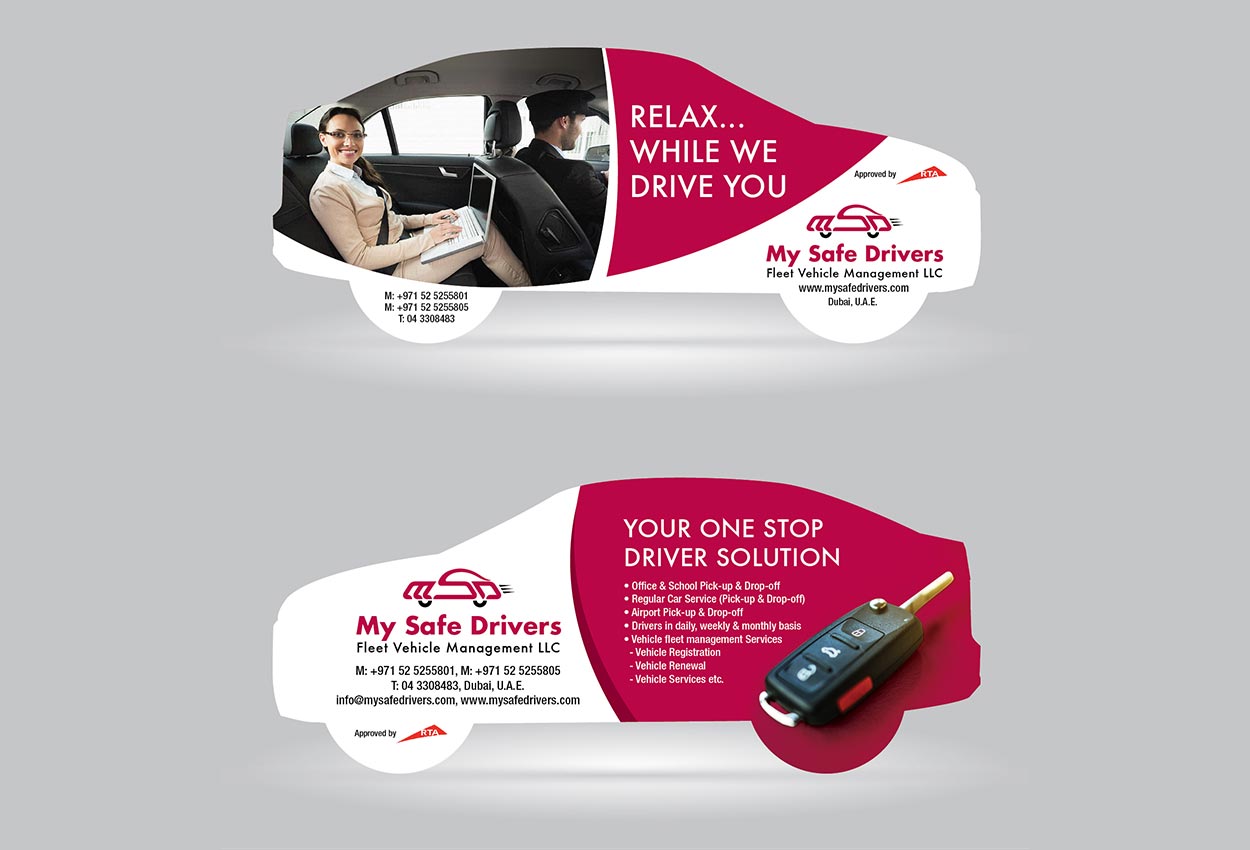 Fleet Vehicle Management car shaped flyer design