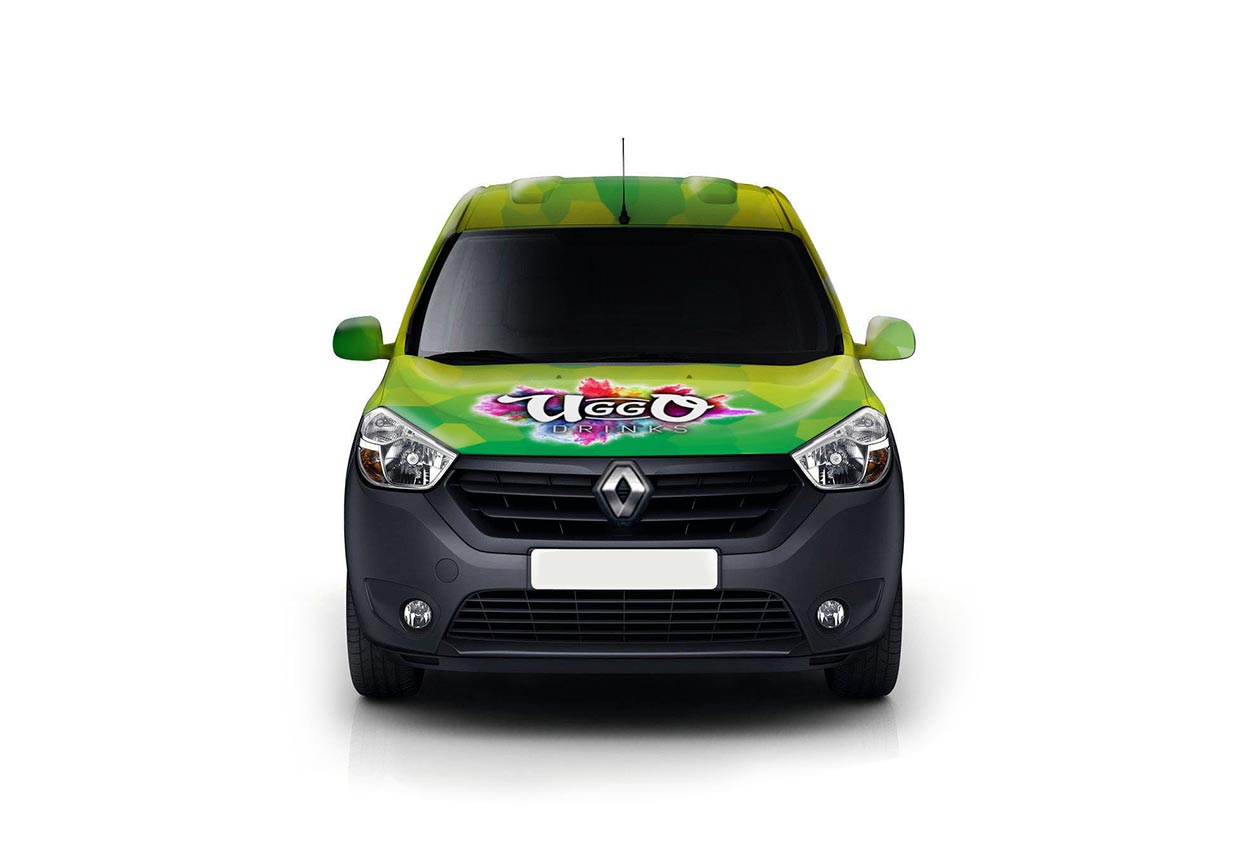 vehicle branding of uggo drinks in dubai