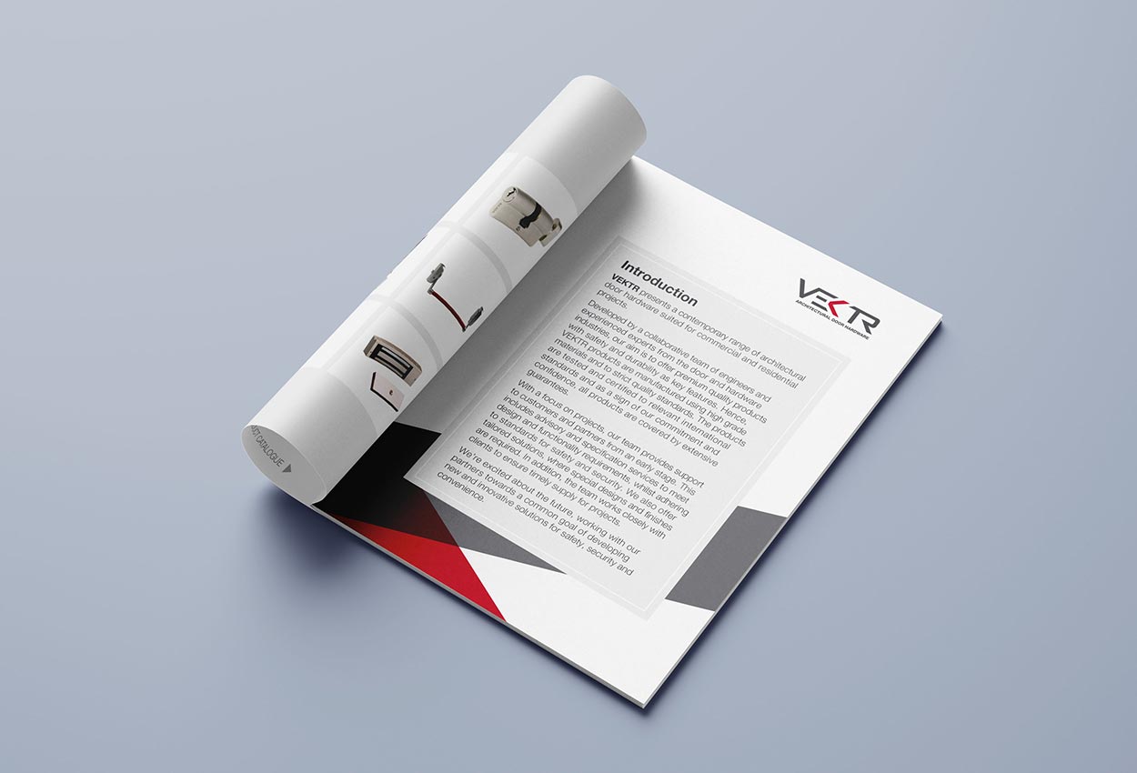 Catalogue design of Vektr Doorware in Dubai